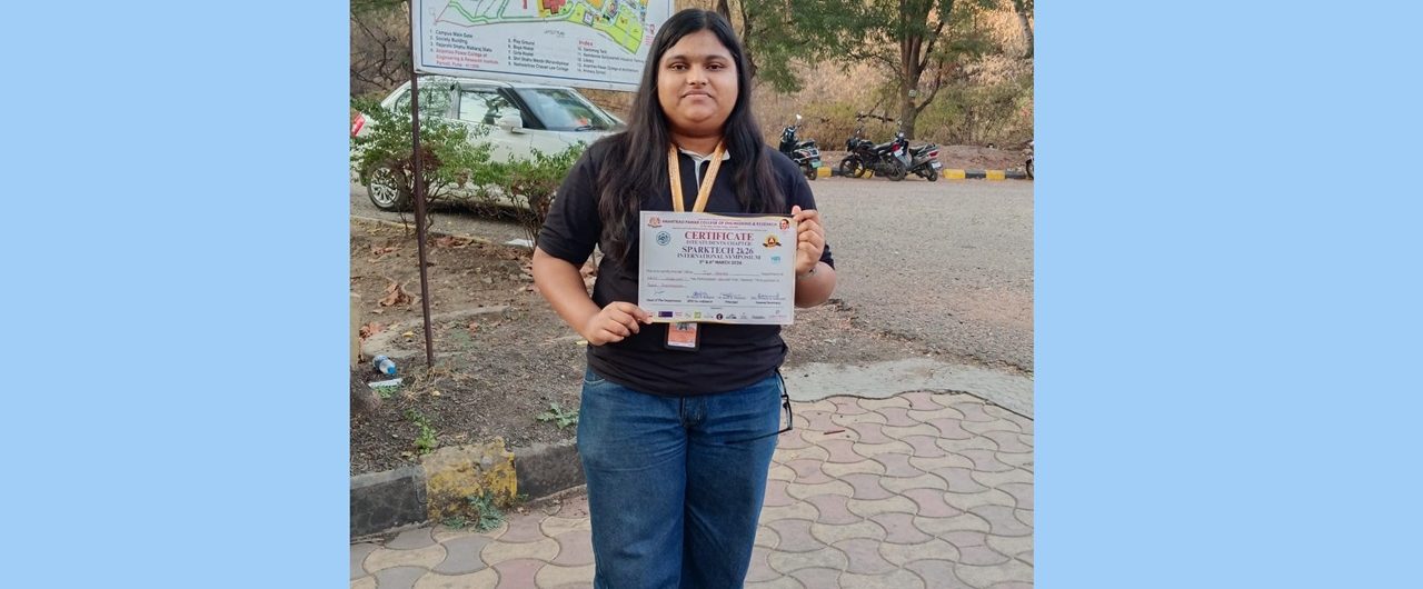 Jiya Shaikh from SE E&TC secured 1st Rank in the SPARKTECH 2K26
